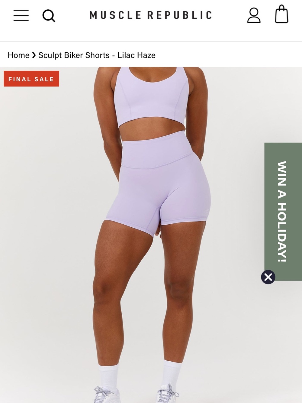 Muscle Republic Lilac Haze Sculpt Biker Shorts - small NWT